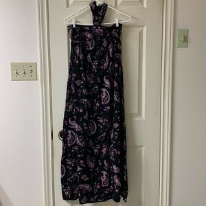 🌷3 for$25🌷Suzy Shier, US M, Black Pink & Purple Floral Paisley Maxi Halter Dress